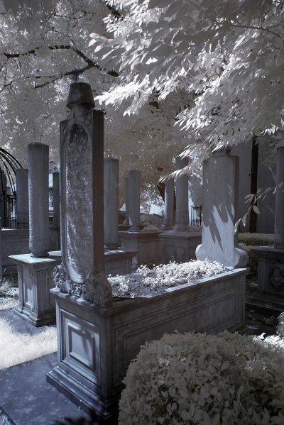 infrared shot of the old tombstone