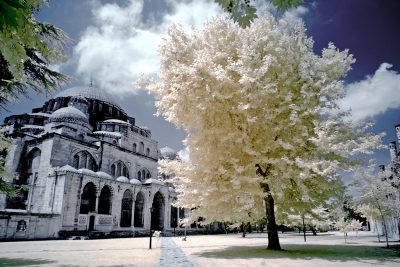 infrared shot of the Suleymaniye Mosque in Istanbul, Turkiye
