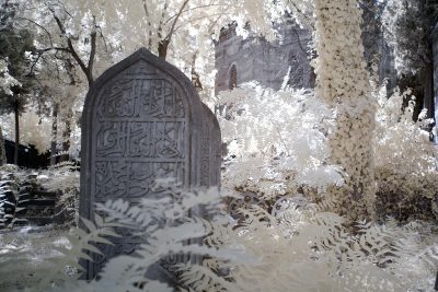 infrared shot of the old tombstone