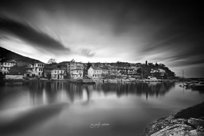 long exposure shot of the old city near the sea